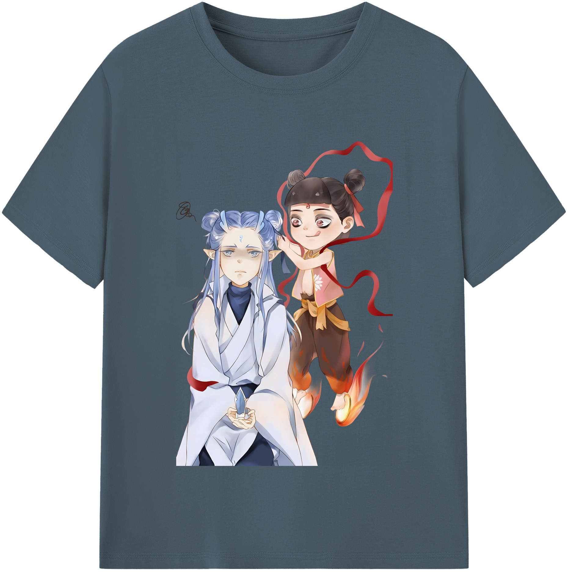 （画像用） Ne Zha 2 ナタ 魔童の大暴れ 綿100％半袖Tシャツ（フロントプリント）
